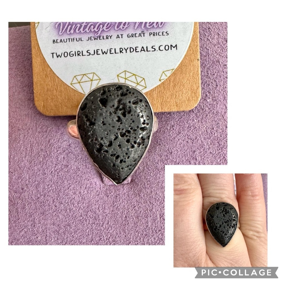 Sterling Silver Lava Rock Ring